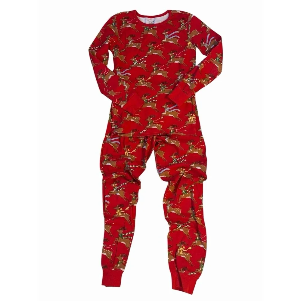 Janie and Jack Christmas Reindeer Pajama Set Wear Snug Size 10  Holiday PJs 2 pc